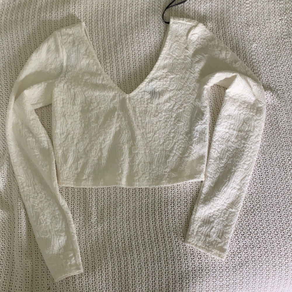 white patterned crop top
